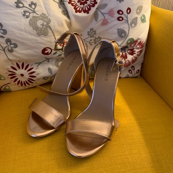 Torrid Rose Gold Ankle Strap Block Heel 